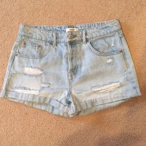 Ripped high waisted jean shorts